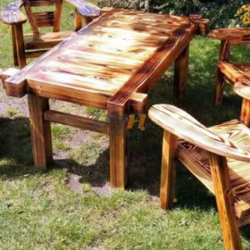 Fotele ogrodowe drewniane + stół