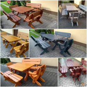 Zestaw mebli ogrodowych drewnianych antracyt stół ławki
