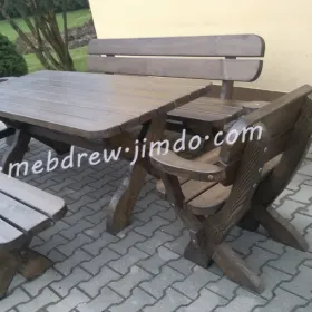 Zestaw mebli ogrodowych drewnianych antracyt stół ławki