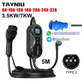 Tayniu Portable Ev Charger AC 16A 3.5KW Support Type1, Type2